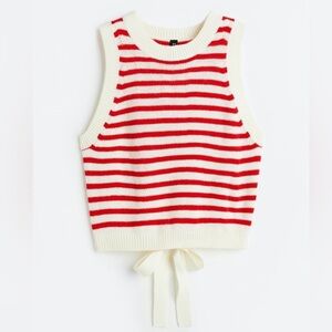 H&M Tie-back sweater vest red and white stripe